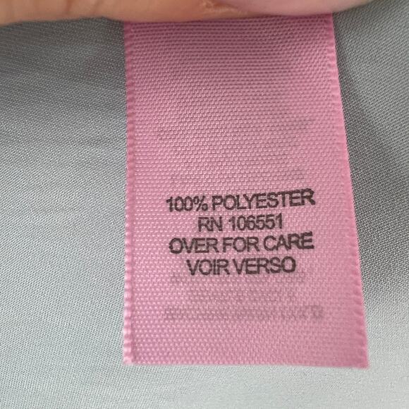 CALYPSO St. Barth Light Blue Long Sleeve Round Neck Keyhole Satin Blouse S Small - Picture 6 of 6